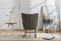 35.5 inch Rocking Chair, Soft Houndstooth Fabric Leather Fabric Rocking Chair for Nursery, Comfy Wingback Glider Rocker with Safe Solid Wood Base for Living Room Bedroom Balcony - 7DAY'S