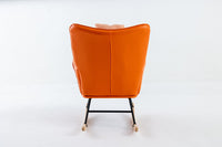 35.5 inch Rocking Chair, Soft Houndstooth Fabric Leather Fabric Rocking Chair for Nursery, Comfy Wingback Glider Rocker with Safe Solid Wood Base for Living Room Bedroom Balcony - 7DAY'S