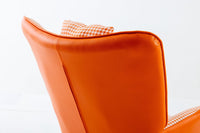 35.5 inch Rocking Chair, Soft Houndstooth Fabric Leather Fabric Rocking Chair for Nursery, Comfy Wingback Glider Rocker with Safe Solid Wood Base for Living Room Bedroom Balcony - 7DAY'S