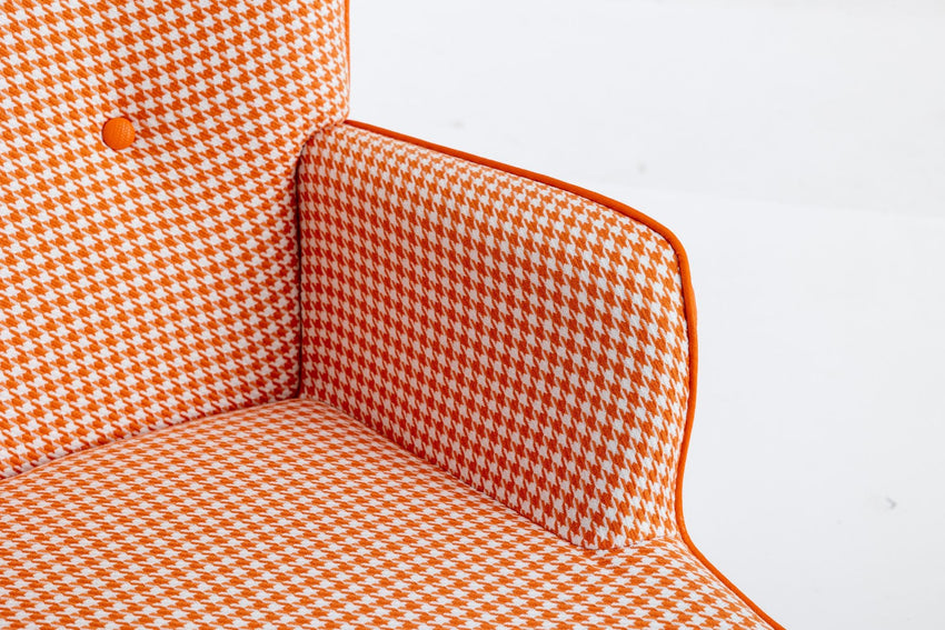 35.5 inch Rocking Chair, Soft Houndstooth Fabric Leather Fabric Rocking Chair for Nursery, Comfy Wingback Glider Rocker with Safe Solid Wood Base for Living Room Bedroom Balcony - 7DAY'S