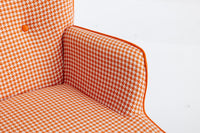 35.5 inch Rocking Chair, Soft Houndstooth Fabric Leather Fabric Rocking Chair for Nursery, Comfy Wingback Glider Rocker with Safe Solid Wood Base for Living Room Bedroom Balcony - 7DAY'S