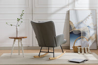 35.5 inch Rocking Chair, Soft Houndstooth Fabric Leather Fabric Rocking Chair for Nursery, Comfy Wingback Glider Rocker with Safe Solid Wood Base for Living Room Bedroom Balcony - 7DAY'S