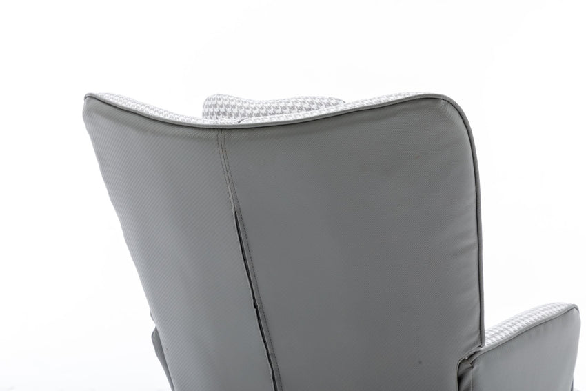 35.5 inch Rocking Chair, Soft Houndstooth Fabric Leather Fabric Rocking Chair for Nursery, Comfy Wingback Glider Rocker with Safe Solid Wood Base for Living Room Bedroom Balcony - 7DAY'S