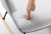 35.5 inch Rocking Chair, Soft Houndstooth Fabric Leather Fabric Rocking Chair for Nursery, Comfy Wingback Glider Rocker with Safe Solid Wood Base for Living Room Bedroom Balcony - 7DAY'S