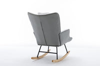 35.5 inch Rocking Chair, Soft Houndstooth Fabric Leather Fabric Rocking Chair for Nursery, Comfy Wingback Glider Rocker with Safe Solid Wood Base for Living Room Bedroom Balcony - 7DAY'S