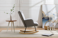 35.5 inch Rocking Chair, Soft Houndstooth Fabric Leather Fabric Rocking Chair for Nursery, Comfy Wingback Glider Rocker with Safe Solid Wood Base for Living Room Bedroom Balcony - 7DAY'S