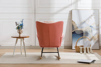 35.5 inch Rocking Chair, Soft Houndstooth Fabric Leather Fabric Rocking Chair for Nursery, Comfy Wingback Glider Rocker with Safe Solid Wood Base for Living Room Bedroom Balcony - 7DAY'S