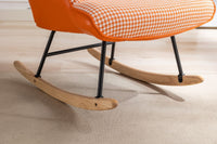 35.5 inch Rocking Chair, Soft Houndstooth Fabric Leather Fabric Rocking Chair for Nursery, Comfy Wingback Glider Rocker with Safe Solid Wood Base for Living Room Bedroom Balcony - 7DAY'S