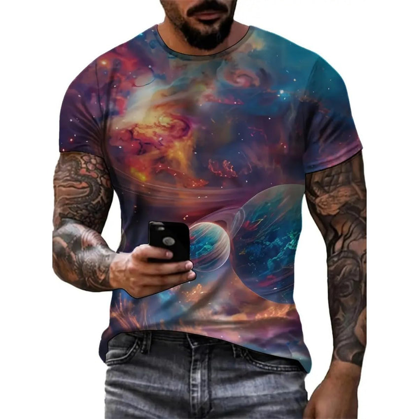3D Graphic Print T-Shirts for Mens Casual Short Sleeve Tee Shirts Top - 7DAY'S