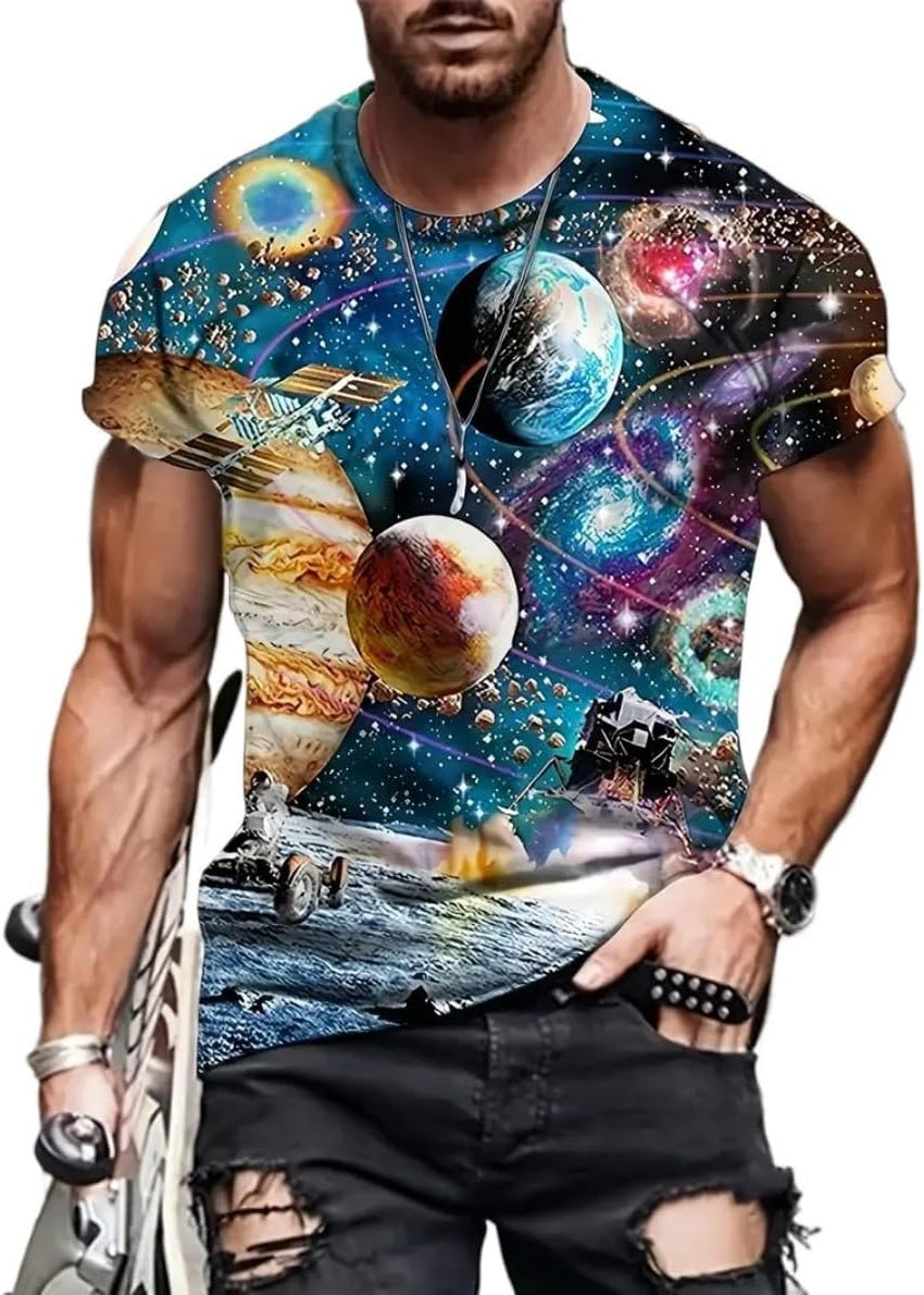 3D Graphic Print T-Shirts for Mens Casual Short Sleeve Tee Shirts Top - 7DAY'S