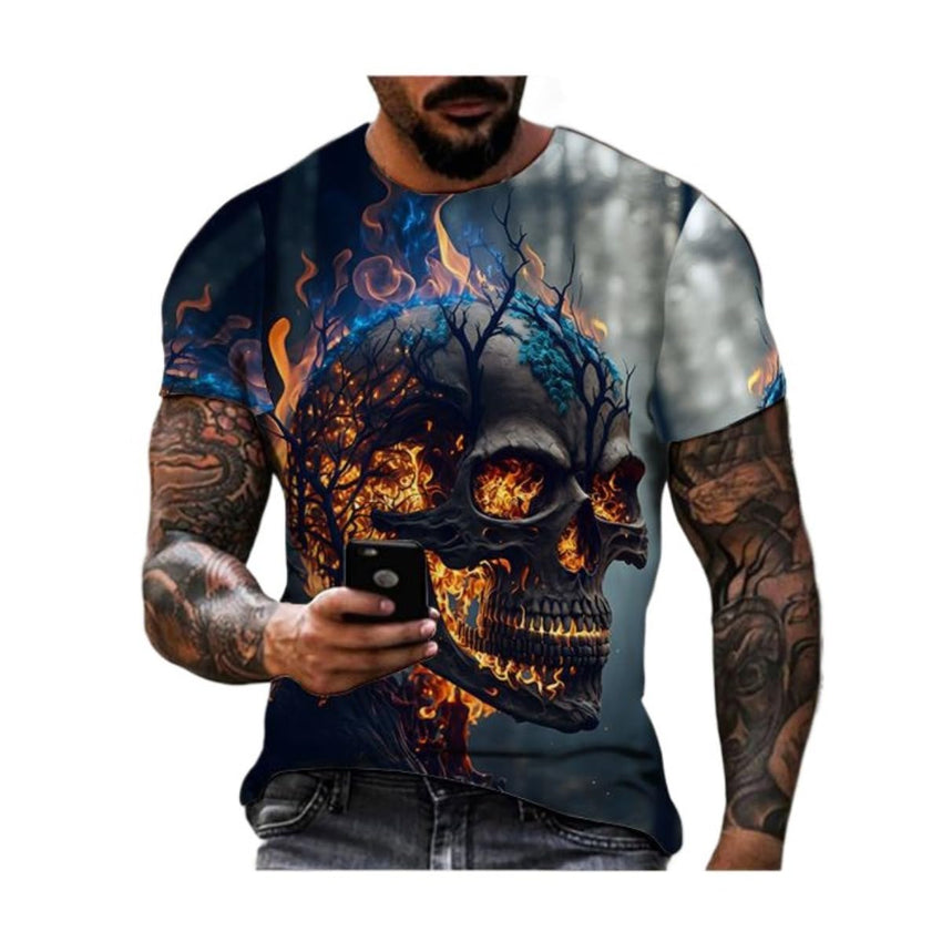 3D Printed Men's T-Shirt with Round Neck and Short Sleeves - 7DAY'S