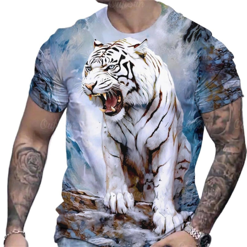 3D Printed Men's T-Shirt with Round Neck and Short Sleeves - 7DAY'S