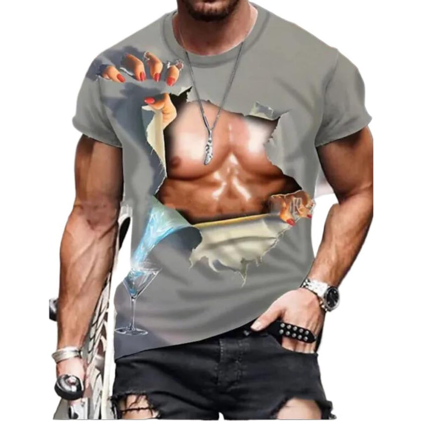 3D Printed Men's T-Shirt with Round Neck and Short Sleeves - 7DAY'S