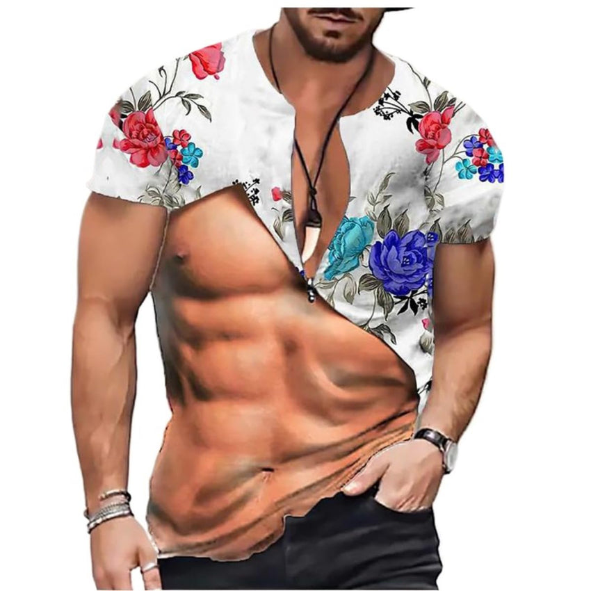 3D Printed Men's T-Shirt with Round Neck and Short Sleeves - 7DAY'S
