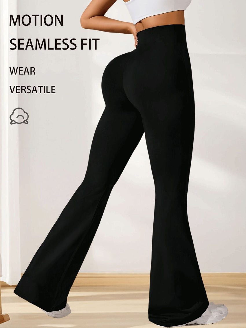 3pcs High - Waisted Flare Sharkskin Leggings – Slim Fit, Lightweight & Sculpting Yoga Pants - 7DAY'S