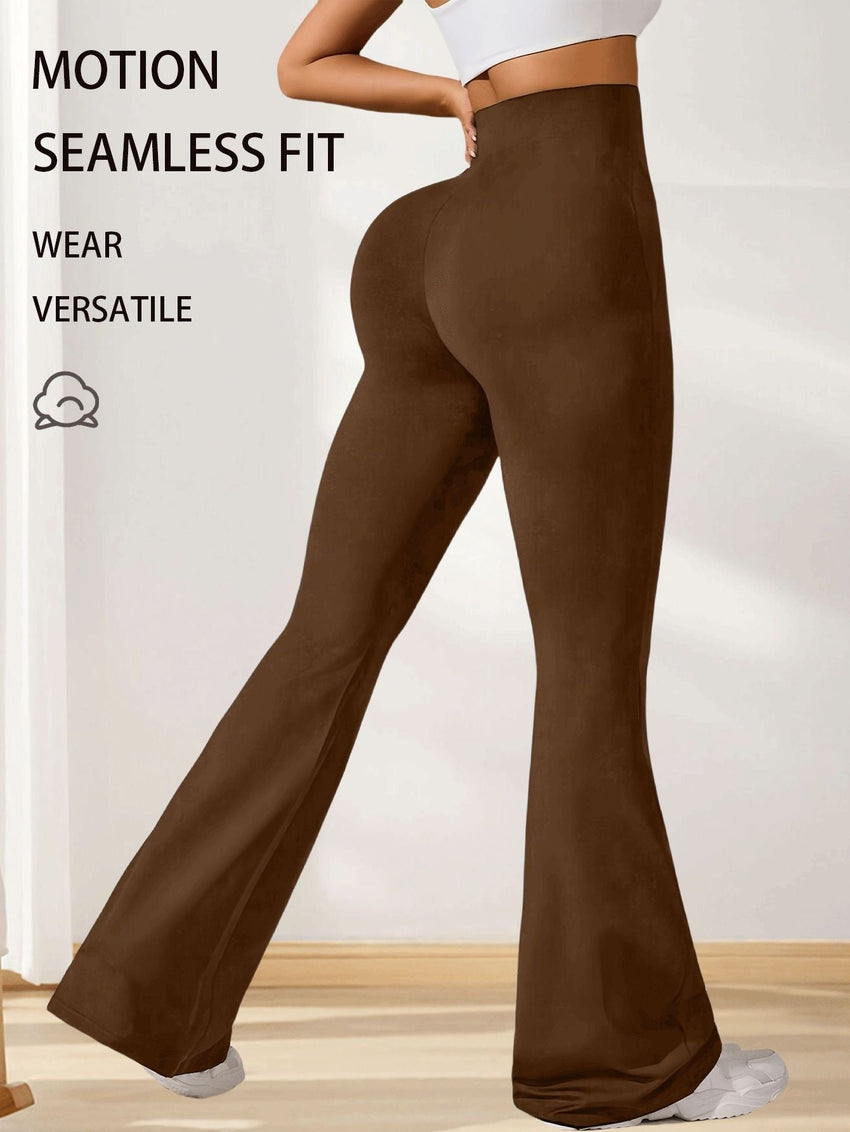 3pcs High - Waisted Flare Sharkskin Leggings – Slim Fit, Lightweight & Sculpting Yoga Pants - 7DAY'S