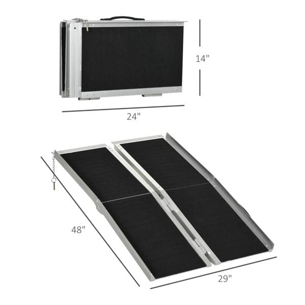 4' Threshold Ramp,Portable Wheelchair Ramp,Carpeted Foldable Handicap Ramp - 7DAY'S