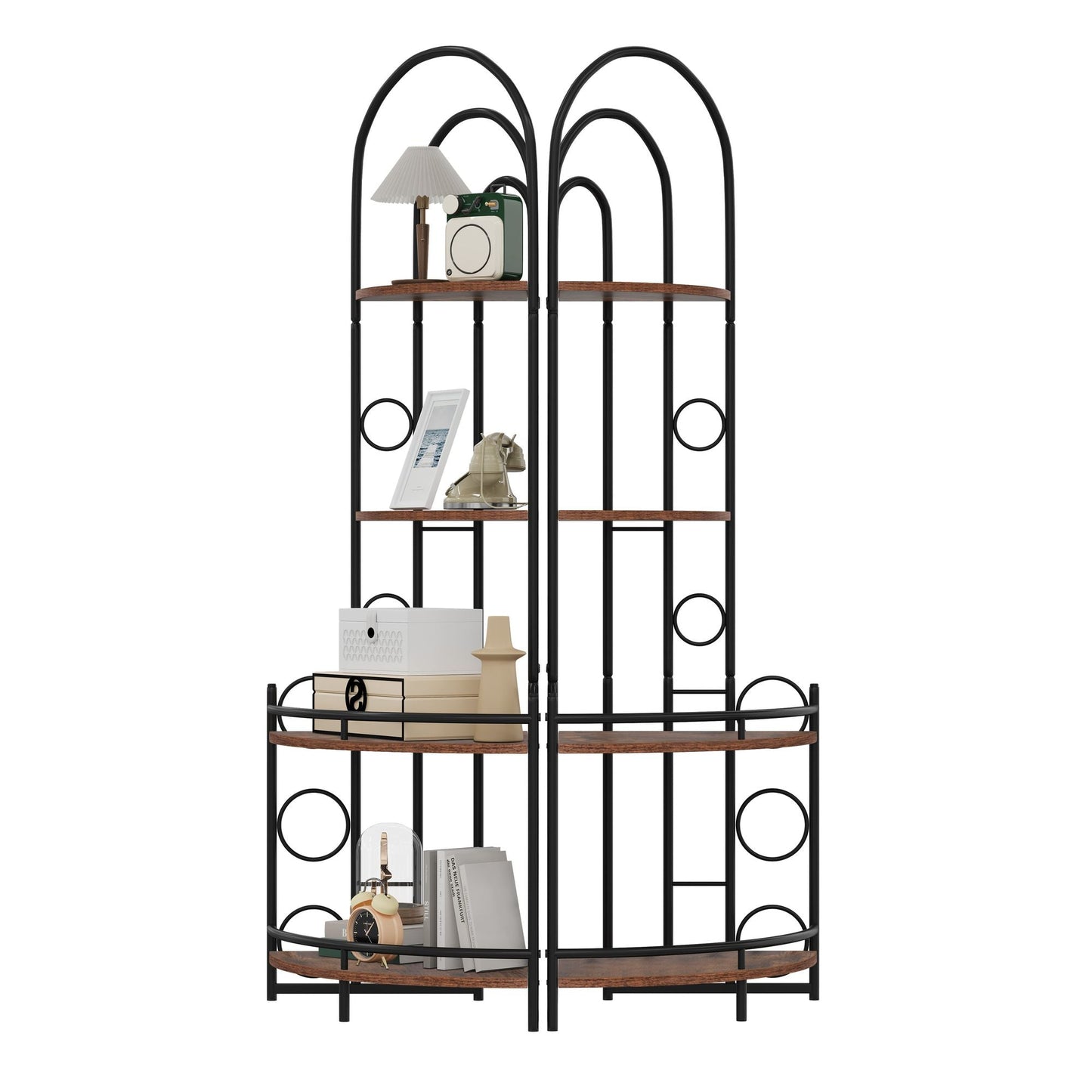 4 - Tier Corner Bookshelf, Modern Style, Plant Stand with Metal Frame - 7DAY'S