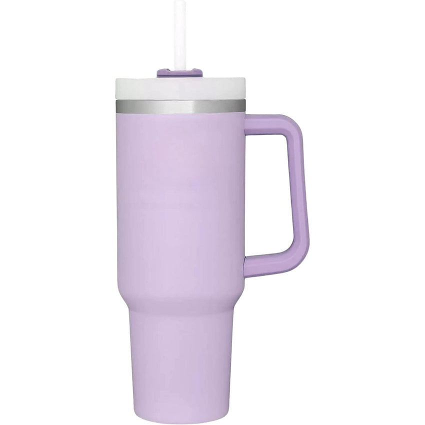 40 oz Water Tumbler Cup Stainless Steel Insulated Bottle Handle & Straw Travel - 7DAY'S