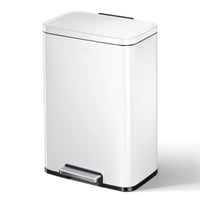 EKO Madison Matte White 50 Liter/13.2 Gallon Step Trash Can with Inner Liner - Fingerprint Resistant Finish