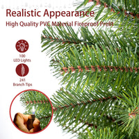 4ft Artificial Christmas Tree Prelit with Stand,100 Warm White LED Lights,Realistic 241 Branch Tips PVC Green Norwood Spruce Tree Easy Assembly for Indoor,Home - 7DAY'S