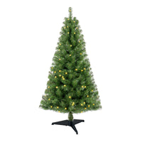 4ft Artificial Christmas Tree Prelit with Stand,100 Warm White LED Lights,Realistic 241 Branch Tips PVC Green Norwood Spruce Tree Easy Assembly for Indoor,Home - 7DAY'S