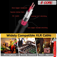 5 Core 10 Pieces Female XLR to 1/4 Inch (6.35mm) TS Mono Jack Microphone Cable, Unbalanced 3 Pin XLR Female to Quarter inch TS Plug Mic Cord for Dynamic Microphone - Mic Cord 10PCS - 7DAY'S