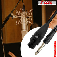 5 Core 10 Pieces Female XLR to 1/4 Inch (6.35mm) TS Mono Jack Microphone Cable, Unbalanced 3 Pin XLR Female to Quarter inch TS Plug Mic Cord for Dynamic Microphone - Mic Cord 10PCS - 7DAY'S
