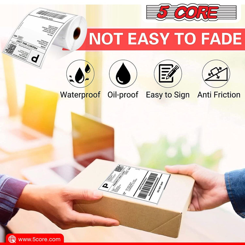 5 Core 4"x6" Direct Thermal Shipping Label 16Pk 4x6 Roll Direct 250/paper Sticker/Perforated White Mailing Labels, Commercial Grade, Premium Adhesive, Works w Most Thermal Printers - DTL 16PK - 7DAY'S