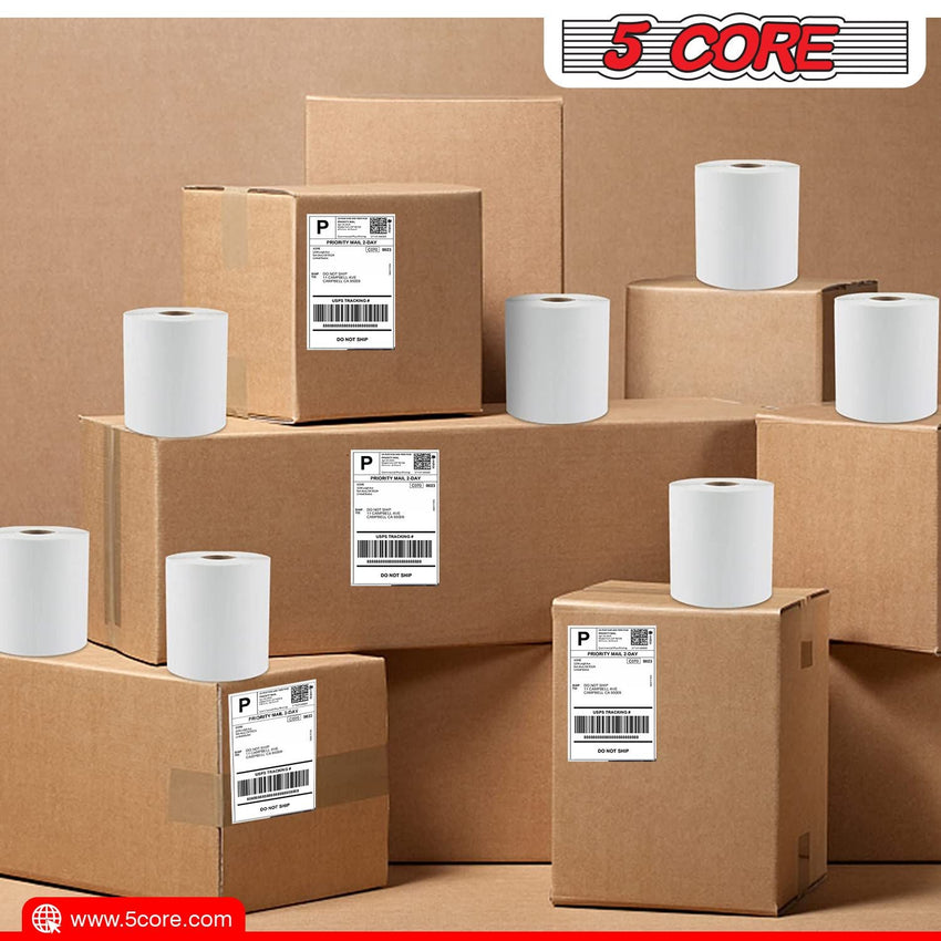 5 Core 4"x6" Direct Thermal Shipping Label 16Pk 4x6 Roll Direct 250/paper Sticker/Perforated White Mailing Labels, Commercial Grade, Premium Adhesive, Works w Most Thermal Printers - DTL 16PK - 7DAY'S