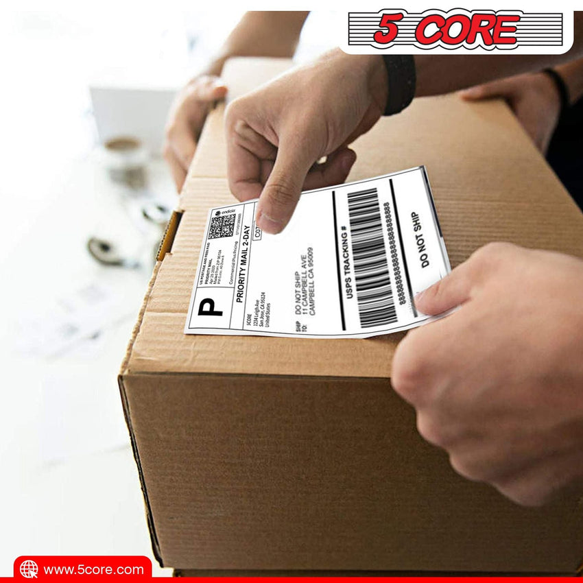 5 Core 4"x6" Direct Thermal Shipping Label 16Pk 4x6 Roll Direct 250/paper Sticker/Perforated White Mailing Labels, Commercial Grade, Premium Adhesive, Works w Most Thermal Printers - DTL 16PK - 7DAY'S