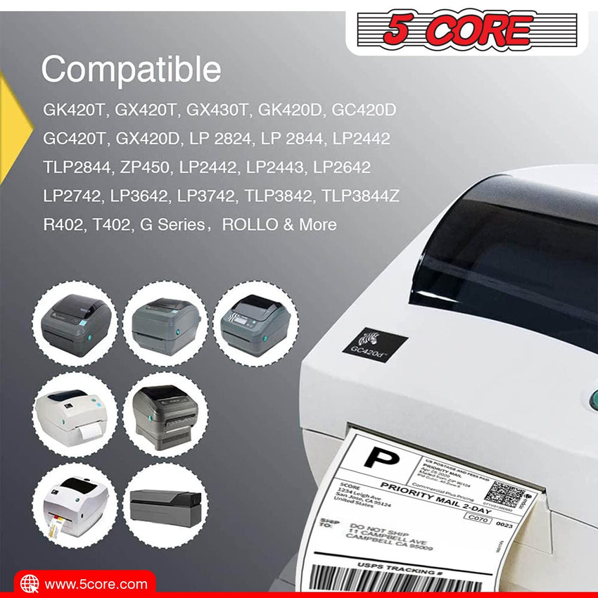 5 Core 4"x6" Direct Thermal Shipping Label 16Pk 4x6 Roll Direct 250/paper Sticker/Perforated White Mailing Labels, Commercial Grade, Premium Adhesive, Works w Most Thermal Printers - DTL 16PK - 7DAY'S