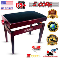 5 Core Adjustable Piano Bench Thick 3.25" Solid Wood Keyboard Stool Heavy Duty Musician Chair - 7DAY'S