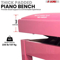 5 Core Adjustable Piano Bench Thick 3.25" Solid Wood Keyboard Stool Heavy Duty Musician Chair - 7DAY'S