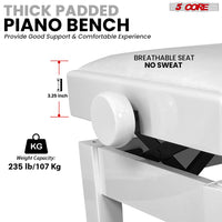 5 Core Adjustable Piano Bench Thick 3.25" Solid Wood Keyboard Stool Heavy Duty Musician Chair - 7DAY'S