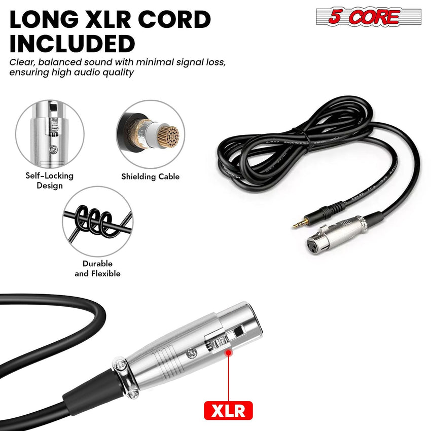 5 Core Boom Mic Professional Shotgun Microphone for Camera XLR Electret Condenser Interview Microfono for Reporter Video, Interview, Vlogging, Broadcast Mic - IM 320 - 7DAY'S