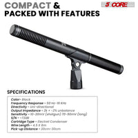 5 Core Boom Mic Professional Shotgun Microphone for Camera XLR Electret Condenser Interview Microfono for Reporter Video, Interview, Vlogging, Broadcast Mic - IM 320 - 7DAY'S