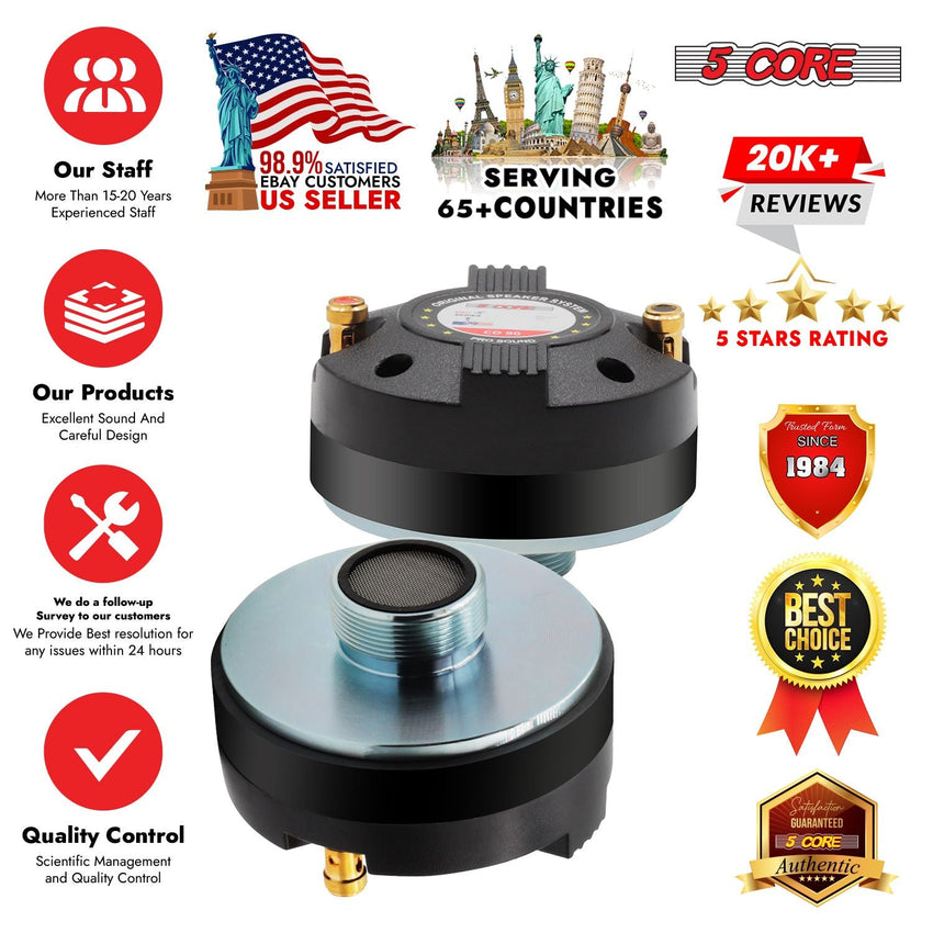 5 Core Compression Driver Titanium Voice Coil 200W Peak Audio Horn Speaker Tweeter System Super Loud - 7DAY'S