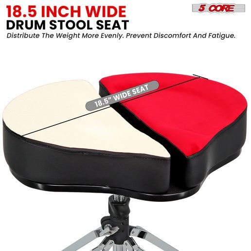 5 Core Drum Throne Sponge Padded Guitar Stool Drummer Seat for Adults & Kids - DS GT RED - VEL - 7DAY'S