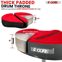5 Core Drum Throne Sponge Padded Guitar Stool Drummer Seat for Adults & Kids - DS GT RED - VEL - 7DAY'S