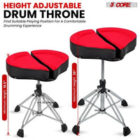 5 Core Drum Throne Sponge Padded Guitar Stool Drummer Seat for Adults & Kids - DS GT RED - VEL - 7DAY'S