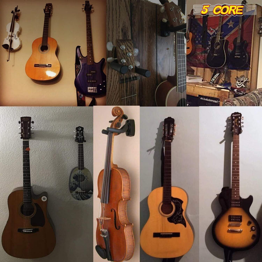 5 CORE Guitar Wall Mount Hanger Hook for Acoustic Classical Electric Bass Guitars - GH IRON 2PCS - 7DAY'S
