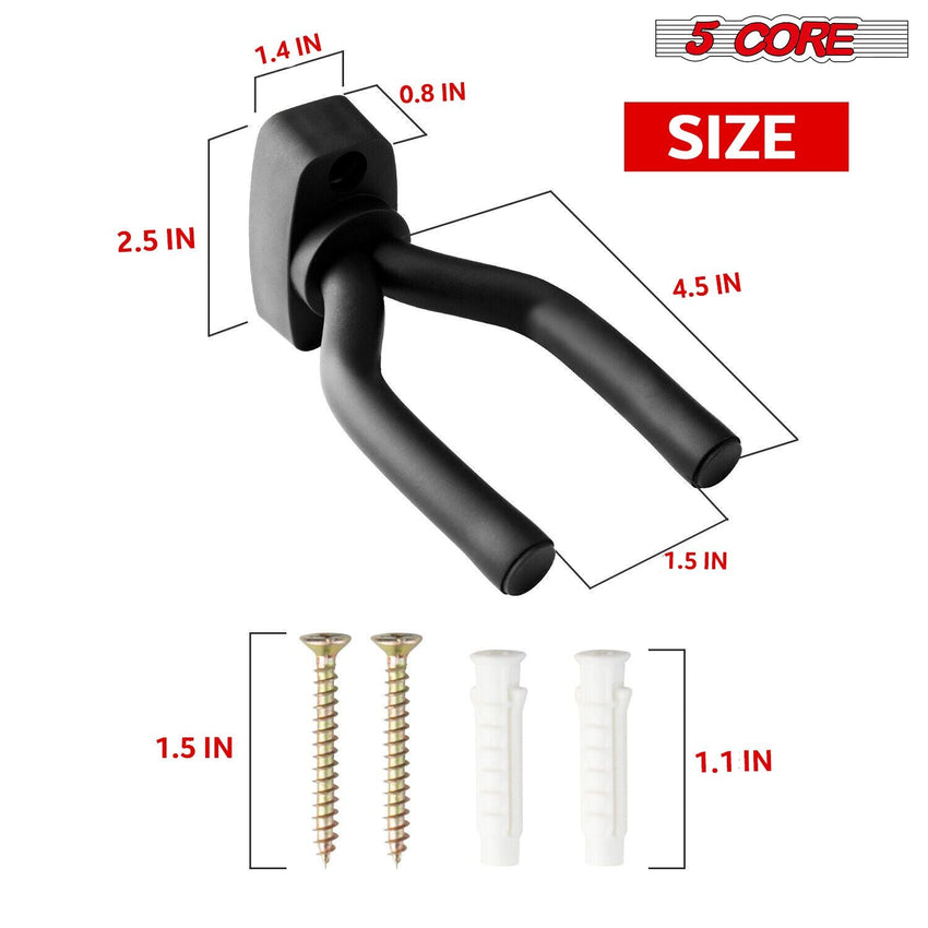 5 CORE Guitar Wall Mount Hanger Hook for Acoustic Classical Electric Bass Guitars - GH IRON 2PCS - 7DAY'S