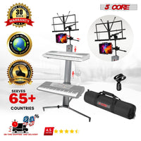 5 Core Keyboard Stand 2 Tier Aluminum Classic Adjustable Electric Piano Sturdy Holder SILVER - KS C 2TD SLV AL - 7DAY'S