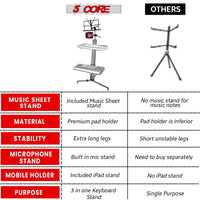 5 Core Keyboard Stand 2 Tier Aluminum Classic Adjustable Electric Piano Sturdy Holder SILVER - KS C 2TD SLV AL - 7DAY'S