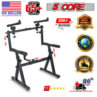 5 CORE Keyboard Stand 2 Tier Z Style Adjustable Electric Piano Riser Foldable & Heavy Duty Lift Holder With Secure Strap Mount For 54 88 Key Instruments - KS Z1 BLK HD + 2T - 7DAY'S