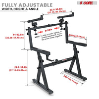 5 CORE Keyboard Stand 2 Tier Z Style Adjustable Electric Piano Riser Foldable & Heavy Duty Lift Holder With Secure Strap Mount For 54 88 Key Instruments - KS Z1 BLK HD + 2T - 7DAY'S