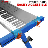 5 CORE Keyboard Stand Riser Z Style Height Width Adjustable Portable Heavy Duty Music Stands Holder for Kids and Adults Fits 54 to 88 Key Electric Pianos - KS Z1 BLU HD - 7DAY'S