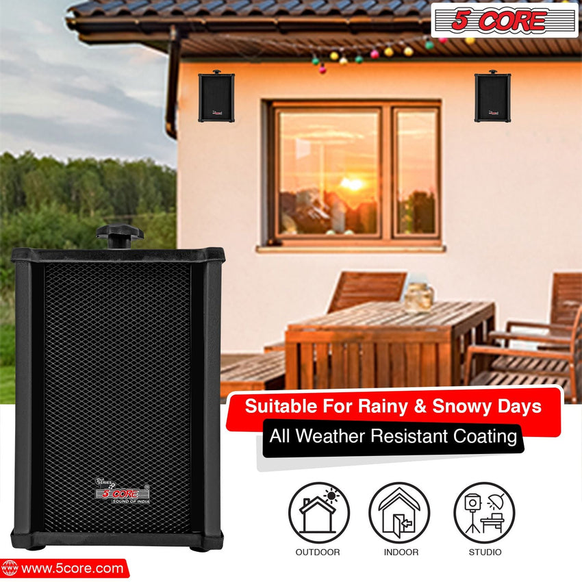 5 CORE Outdoor Speakers Pair Stereo in Wall Speaker 100W Peak Passive Mount Wired Waterproof Patio House Garage Indoor Exterior Audio System Bocinas para Casa - 10T G 2PCS - 7DAY'S