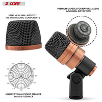 5 CORE Snare Microphone Copper Finish XLR Wired Cardioid Uni Directional Tom Kick Drum Mic w Swivel Mount Steel Mesh Grille Rim Mount - SNARE XP COPPERX - 7DAY'S